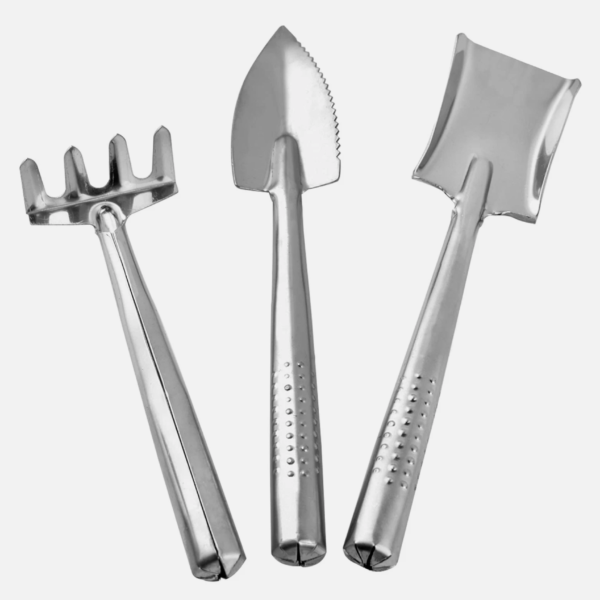 3 Pieces Mini Garden Tools Set – stainless steel shovel, rake and spade